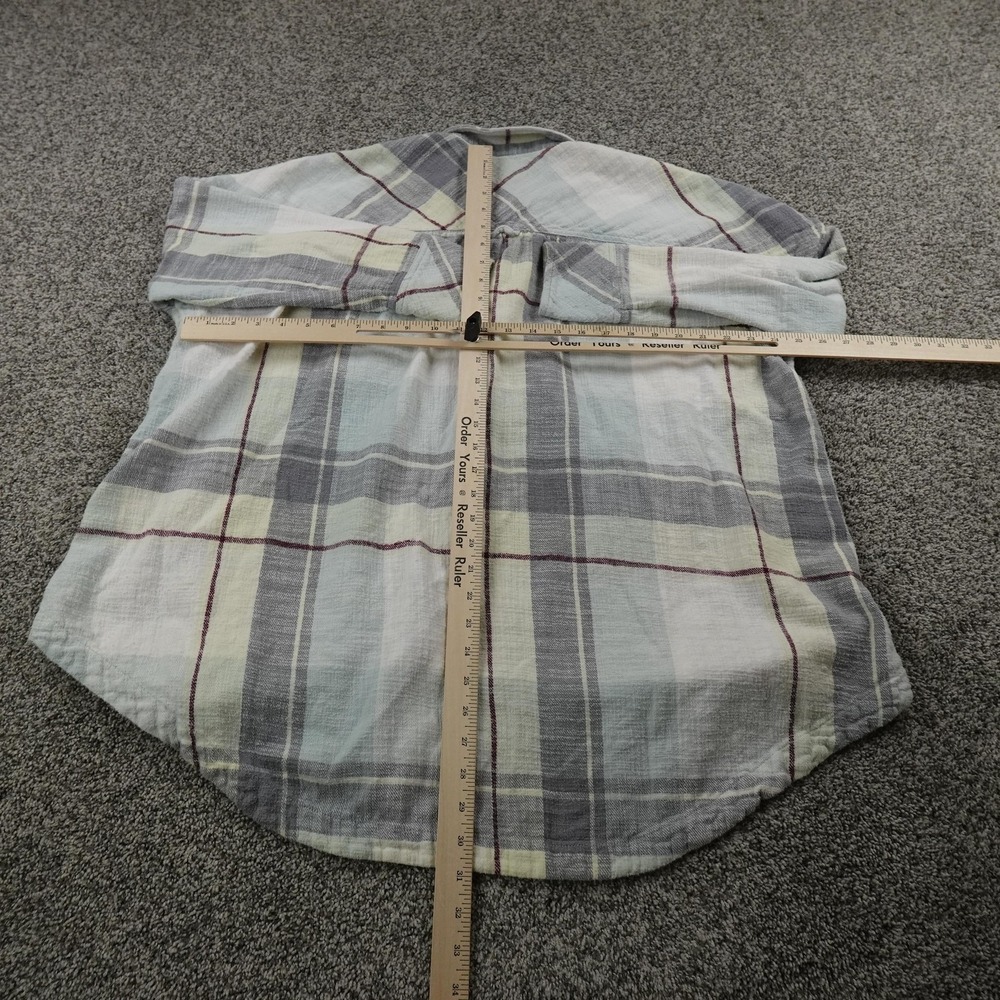 Free People Shirt Womens M Gray Plaid Flannel Snap Button Up Long Sleeve Outdoor - Picture 5 of 9